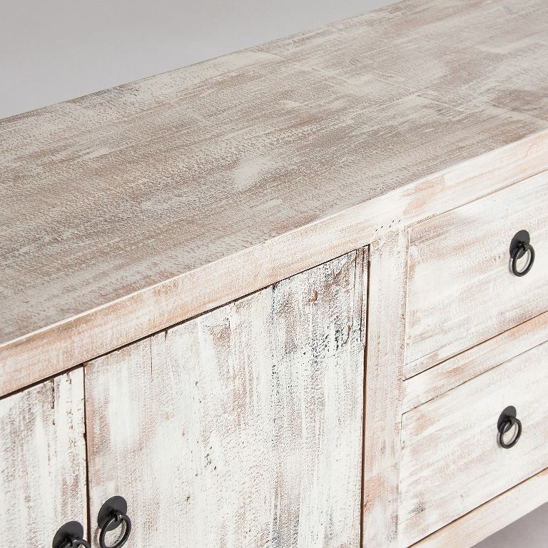 Mueble tv. vintage color blanco de madera pino